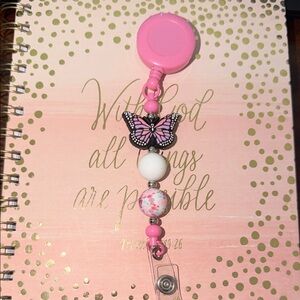 Pink & Purple Butterfly Badge Holder